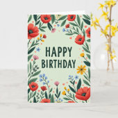 春の花の誕生日カード カード (黄色い花)