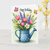 春の花の誕生日カード カード (黄色い花)
