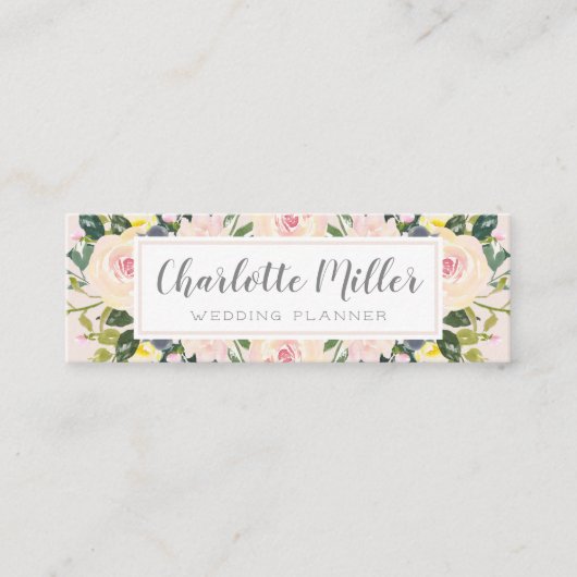 春の花の赤面の水彩画の名刺 スキニー名刺 (正面)