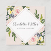 春の花の赤面の水彩画の名刺 スクエア名刺 (正面)