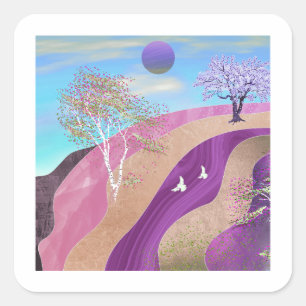 春の花の風景 スクエアシール