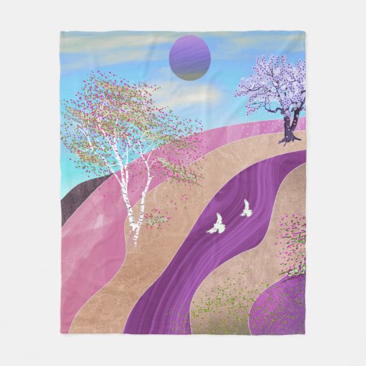 春の花の風景 フリースブランケット (正面)