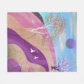 春の花の風景 フリースブランケット (正面(横))