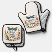 春の花の魔法 鍋つかみ&鍋敷きセット (正面/裏面)