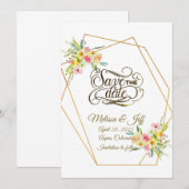 春の花の「Save the date」招待状 招待状 (正面/裏面)