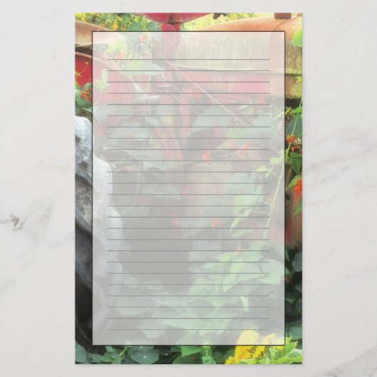 春の花は古いトラクターを飾る。 便箋 (正面)