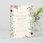 春の花をあしらった結婚式の招待状 招待状 (スタンド正面)