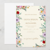 春の花をあしらった結婚式の招待状 招待状 (正面/裏面)