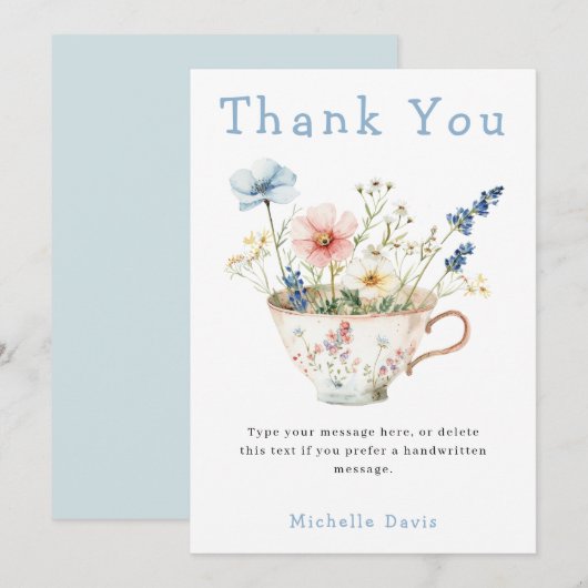 春の花をテーマにしたブライダルシャワーティーパーティー サンキューカード (正面/裏面)