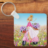 春の花をデザインしたキーチェーン キーホルダー (正面)