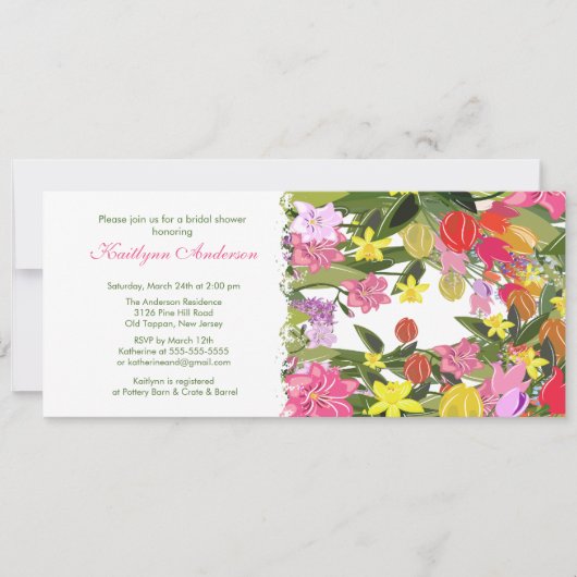 春の花をモチーフにしたウェディングシャワーの招待状 招待状 (正面)