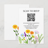 春の花をモチーフにした上品なQRコード結婚式出欠確認カード エンクロージャーカード (正面/裏面)
