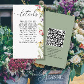 春の花をモチーフにした結婚式の詳細QRコード封入 エンクロージャーカード