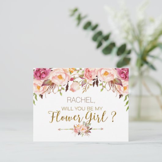 春の花を添えたフラワーガールカードになりますか 招待状 (スタンド正面)