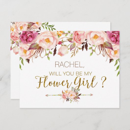 春の花を添えたフラワーガールカードになりますか 招待状 (正面/裏面)