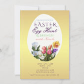 春の花を飾ったイースターエッグハント・エレガント招待状 招待状 (正面)