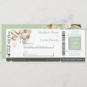 春の花を飾ったボウェディングパス招待状 セーブザデート (正面/裏面)