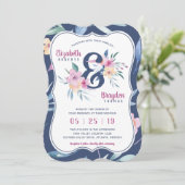 春の花を飾ったボヘミアンスタイルのウェディング招待状 招待状 (スタンド正面)