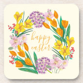 春の花イエローイースターフローラチューリップスケッチ コースター (正面)