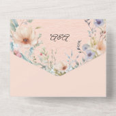 春の花インピーチブルーとピンク オールインワン招待状 (裏面)