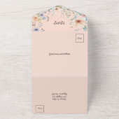 春の花インピーチブルーとピンク オールインワン招待状 (外側)