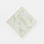 春の花イン白フローラリースパーティー スタンダードランチョンナプキン (角)