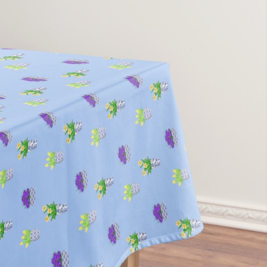 春の花インchinoiserieポットペリウィンクルブルー テーブルクロス (インサイチュ)