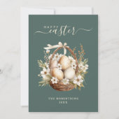 春の花エッグスセージグリーンハッピーイースター シーズンカード (正面)