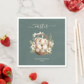 春の花エッグスセージグリーンハッピーイースター スタンダードランチョンナプキン (インサイチュ)