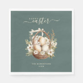 春の花エッグスセージグリーンハッピーイースター スタンダードランチョンナプキン (正面)