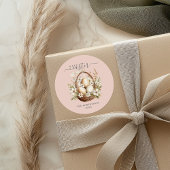 春の花エッグスパステルハッピーイースター ラウンドシール