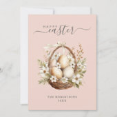 春の花エッグパステルハッピーイースターグリーティング シーズンカード (正面)