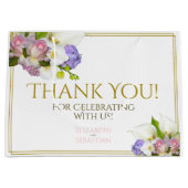 春の花エレガントシックピンク&金ゴールド結婚ズ ラージペーパーバッグ (正面)