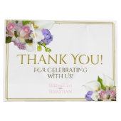 春の花エレガントシックピンク&金ゴールド結婚ズ ラージペーパーバッグ (裏面)