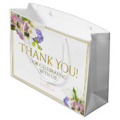 春の花エレガントシックピンク&金ゴールド結婚ズ ラージペーパーバッグ (裏面アングル)