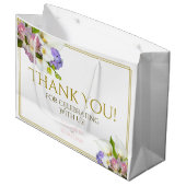 春の花エレガントシックピンク&金ゴールド結婚ズ ラージペーパーバッグ (正面アングル)