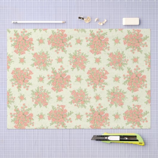 春の花エレガントピーチオレンジ2024フローラ 薄葉紙 (クラフト)