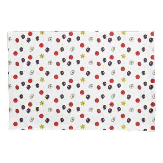 春の花オン白 枕カバー (正面)