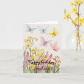 春の花カスタムと蝶誕生日 カード (黄色い花)