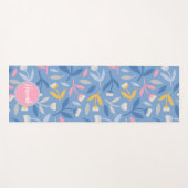 春の花カスタムブルー&ピンクパーソナライズされた ヨガマット (正面(横))