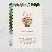 春の花カップケーキ2nd誕生日パーティー招待状 招待状 (正面/裏面)