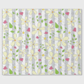 春の花カモミールデイジーフローラhappy ラッピングペーパー (フラット)