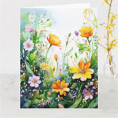 春の花カラフルカード カード (黄色い花)