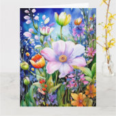 春の花カラフルカード カード (黄色い花)