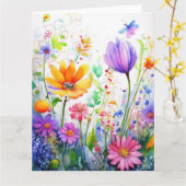 春の花カラフルカード カード (黄色い花)