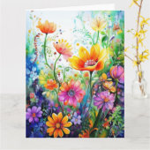 春の花カラフルカード カード (黄色い花)