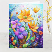 春の花カラフルカード カード (黄色い花)