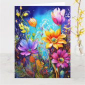 春の花カラフルカード カード (黄色い花)