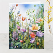 春の花カラフルカード カード (黄色い花)