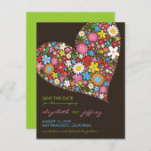春の花カラフルハート愛の日付を保存 案内ポストカード (正面/裏面)
